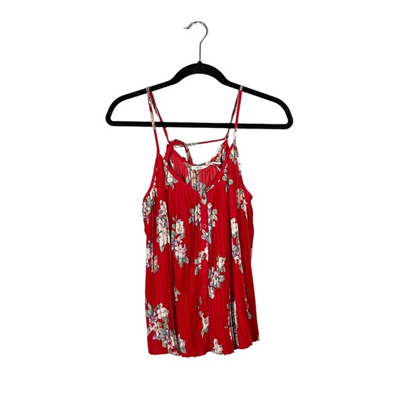 Kimchi Blue Tops - Kimchi Blue Pleated Floral Spaghetti Strap Sleeveless Blouse Tank Top Medium